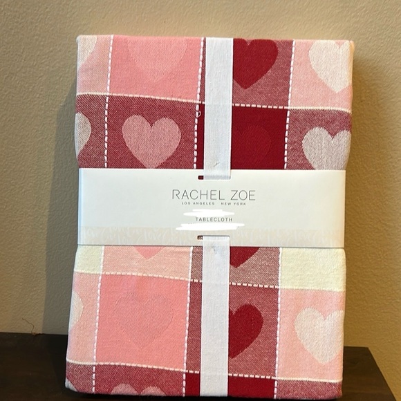 Rachel Zoe Other - Rachel Zoe Valentines Day Hearts Plaid Tablecloth 60”x84” Farmhouse New
